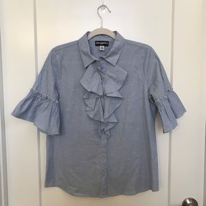 Ruffled Blouse with Pearl Buttons